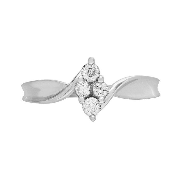 Cherish Always Round-cut Diamond Marquise Cluster Engagement Ring In 10k White Gold (1/5 Ct. T.w.), Women's, Size: 7