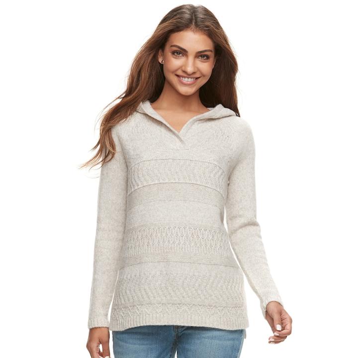 Petite Sonoma Goods For Life&trade; Supersoft Hooded Sweater, Women's, Size: L Petite, Lt Beige