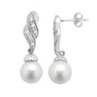 Pearlustre By Imperial Freshwater Cultured Pearl & White Topaz Sterling Silver Twist Drop Earrings, Women's
