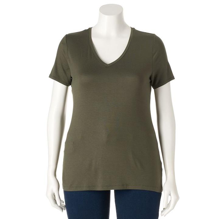 Women's Apt. 9&reg; Essential V-neck Tee, Size: Large, Green