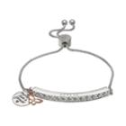Brilliance Silver Plated Swarovski Crystal Bar Mom Charm Bracelet, Women's, Size: 8, White