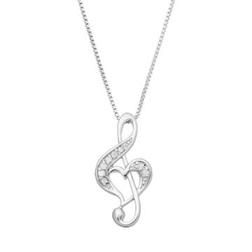 Diamond Classics Sterling Silver 1/10 Carat T.w. Diamond Treble Clef Pendant, Women's, Size: 18, White