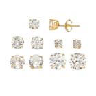 Cubic Zirconia 14k Gold Over Silver Stud Earring Set, Women's, White