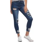 Juniors' Almost Famous Ripped & Repaired Skinny Jeans, Teens, Size: 9, Dark Blue