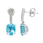 Sterling Silver Blue Topaz & Diamond Accent Drop Earrings, Women's