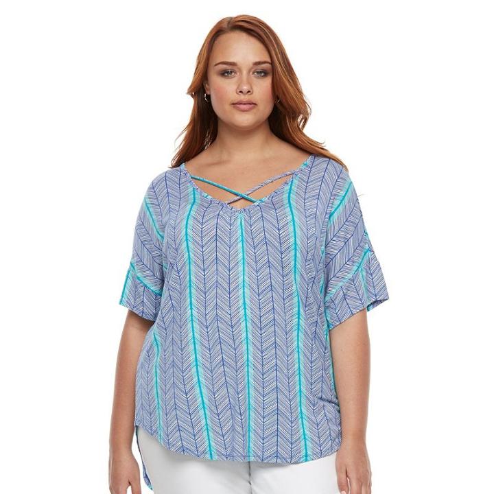 Plus Size Apt. 9&reg; Strappy Dolman V-neck Top, Women's, Size: 1xl, Blue