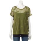 Madden Nyc Juniors' Velvet Star Mesh Top, Teens, Size: Medium, Green Oth