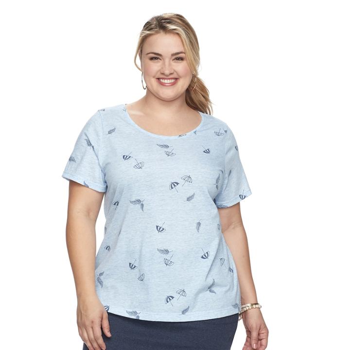 Plus Size Croft & Barrow&reg; Scoopneck Tee, Women's, Size: 3xl, Light Blue