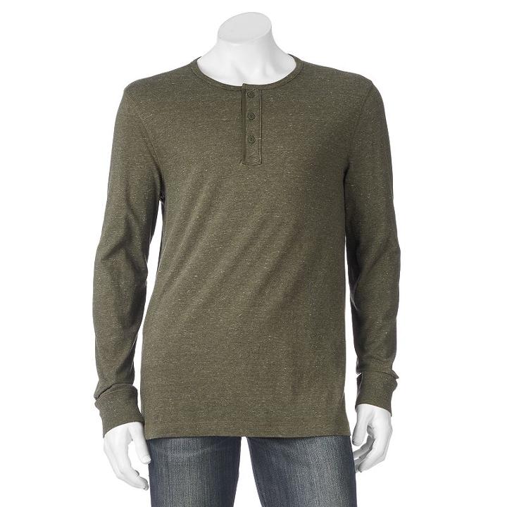 Men's Sonoma Goods For Life&trade; Heathered Henley, Size: Xl, Dark Green