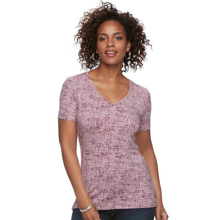 Women's Apt. 9&reg; Essential V-neck Tee, Size: Medium, Lt Purple