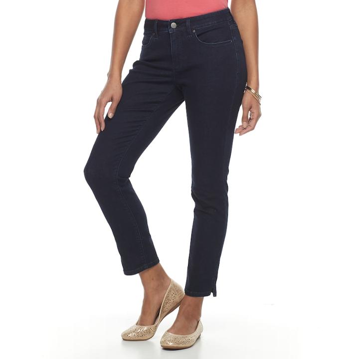 Women's Croft & Barrow&reg; Straight-leg Ankle Jeans, Size: 18, Dark Blue