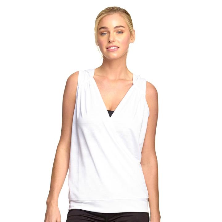 Women's Colosseum Drop Needle Hooded Yoga Tank, Size: Large, White