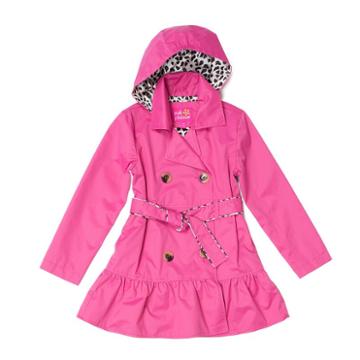 Girls 4-16 Pink Platinum Double Breasted Trench Coat, Girl's, Size: 6x, Dark Pink
