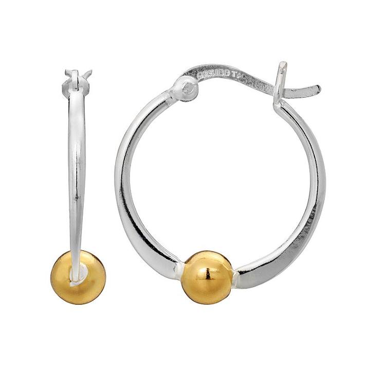 Primrose Two Tone Sterling Silver Ball Hoop Earrings, Women's, Multicolor