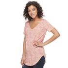 Juniors' Mudd&reg; Short Sleeve V-neck Tee, Teens, Size: Small, Lt Orange