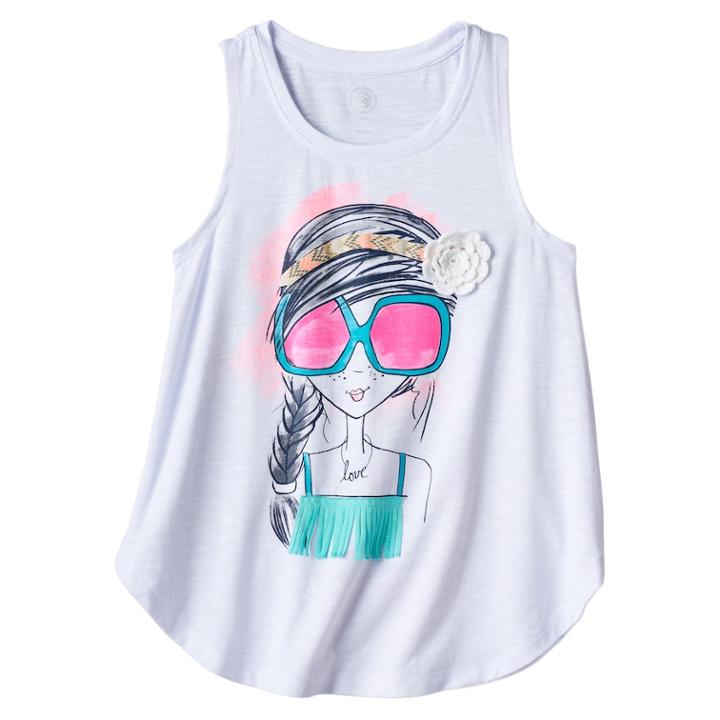 Girls Plus Size So&reg; Curved Hem Swing Tank Top, Size: 20 1/2, White