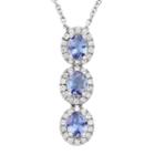 Sterling Silver Tanzanite & White Zircon Oval Halo 3-stone Pendant, Women's, Size: 18, Blue