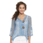 Women's Nina Leonard Open-work Embellished Cardigan, Size: Medium, Blue