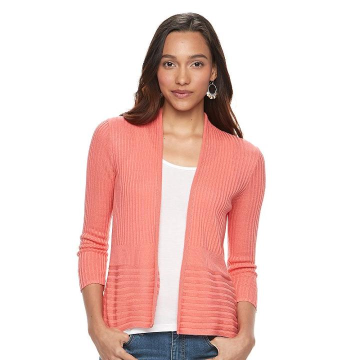 Women's Apt. 9&reg; Ribbed Cardigan, Size: Medium, White Oth