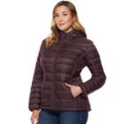 Plus Size Heat Keep Hooded Packable Puffer Down Jacket, Women's, Size: 2xl, Lt Purple