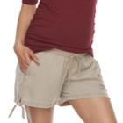 Maternity A:glow Knot Hem Shorts, Women's, Size: L-mat, Med Beige