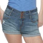 Juniors' Vanilla Star Triplestack High-waisted Denim Shortie Shorts, Teens, Size: 5, Med Blue