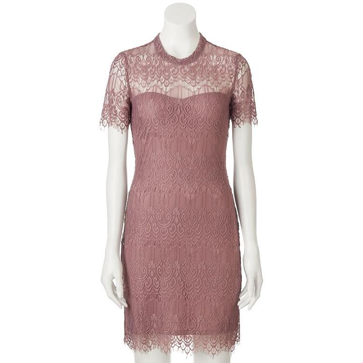 Juniors' Almost Famous Lace Mock Neck Dress, Teens, Size: Xl, Orange Oth