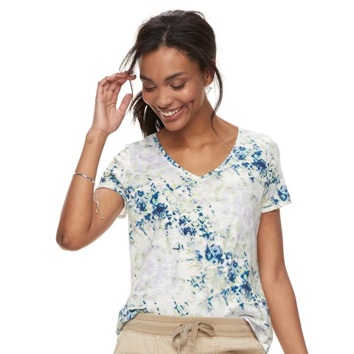 Petite Sonoma Goods For Life&trade; Essential V-neck Tee, Women's, Size: L Petite, Purple