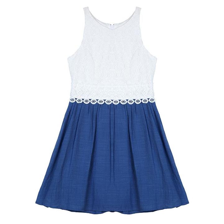 Girls 7-16 Iz Amy Byer Crochet Lace Gauze Skirt Dress, Girl's, Size: 16, Light Blue