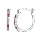 Silver-plated Ruby And Diamond Accent U-hoop Earrings, Women's, Red