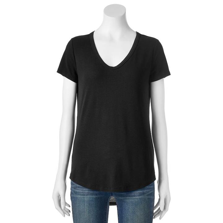 Juniors' So&reg; Solid Shirttail Tee, Girl's, Size: Medium, Black