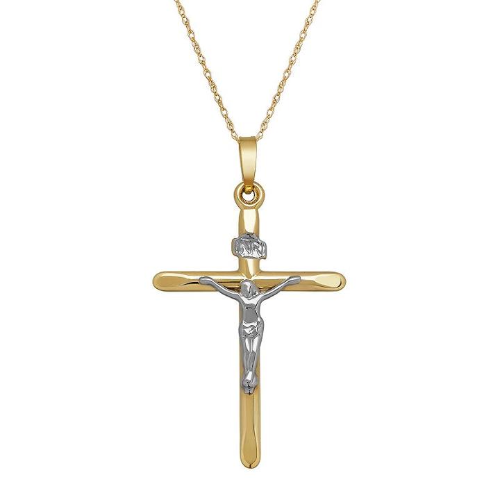 Everlasting Gold 10k Gold Crucifix Pendant Necklace, Women's