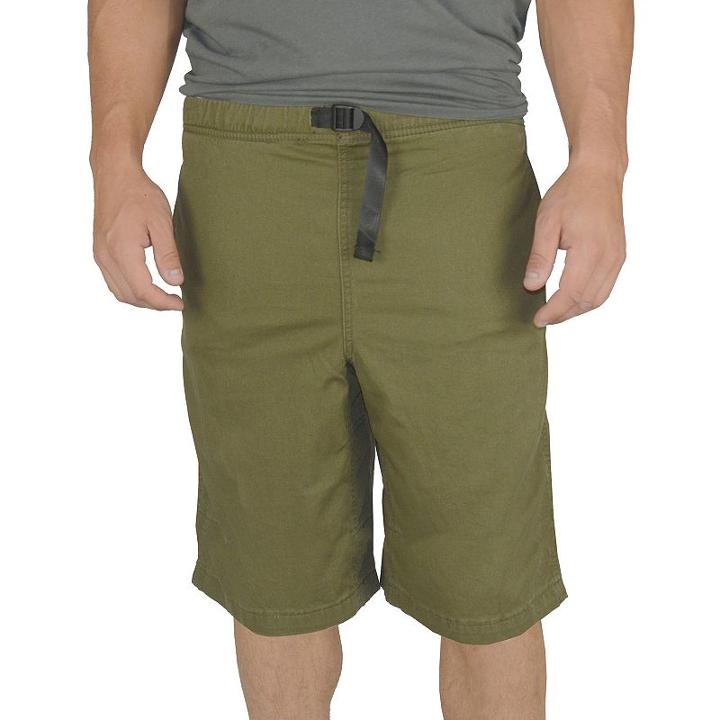 Men's Stanley Classic-fit Belted Twill Elastic-waist Shorts, Size: 36, Green