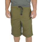 Men's Stanley Classic-fit Belted Twill Elastic-waist Shorts, Size: 36, Green