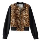 Girls 7-16 Side Of Fries Quilted Leopard Print Bomber Jacket, Girl's, Size: Small, Ovrfl Oth