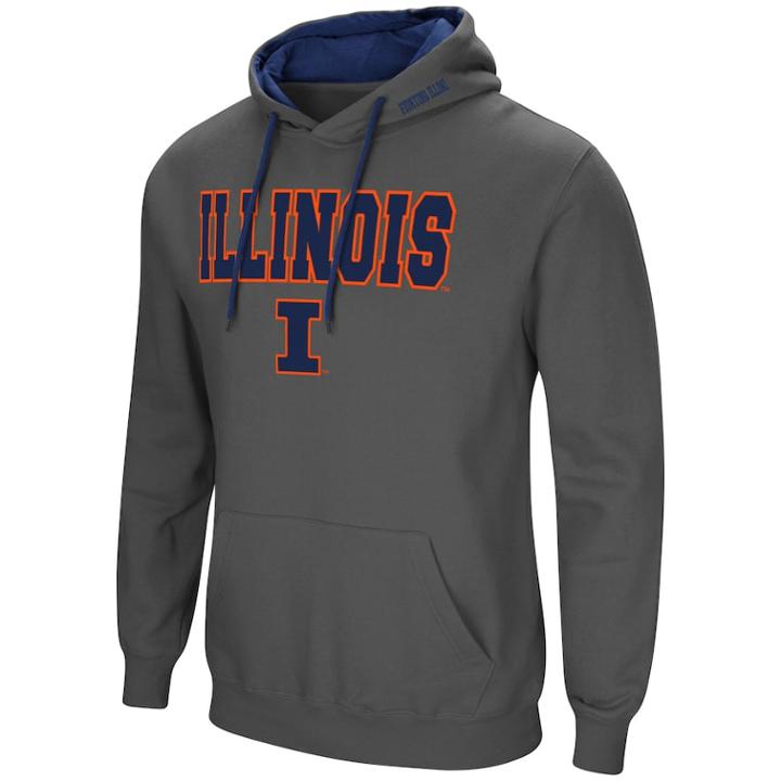 Men's Illinois Fighting Illini Pullover Fleece Hoodie, Size: Large, Dark Grey