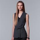 Petite Simply Vera Vera Wang Belted Woven Vest, Women's, Size: Xl Petite, Dark Grey