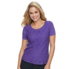 Petite Croft & Barrow&reg; Lace Tee, Women's, Size: S Petite, Purple