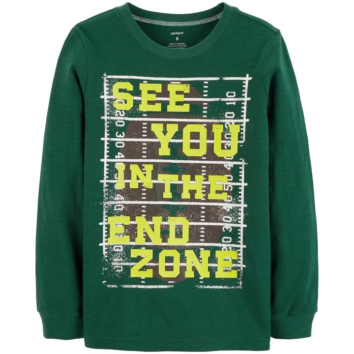 Boys 4-12 Carter's See You In The End Zone Football Graphic Tee, Size: 7, Green
