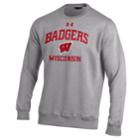 Men's Under Armour Wisconsin Badgers Rival Fleece Sweatshirt, Size: Large, Gray