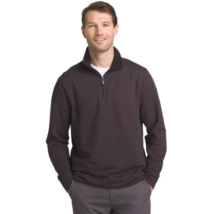 Men's Van Heusen Flex Stretch Classic-fit Twill Quarter-zip Pullover, Size: Large, Med Brown