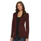 Women's Croft & Barrow&reg; Essential Print Cardigan, Size: Small, Dark Red