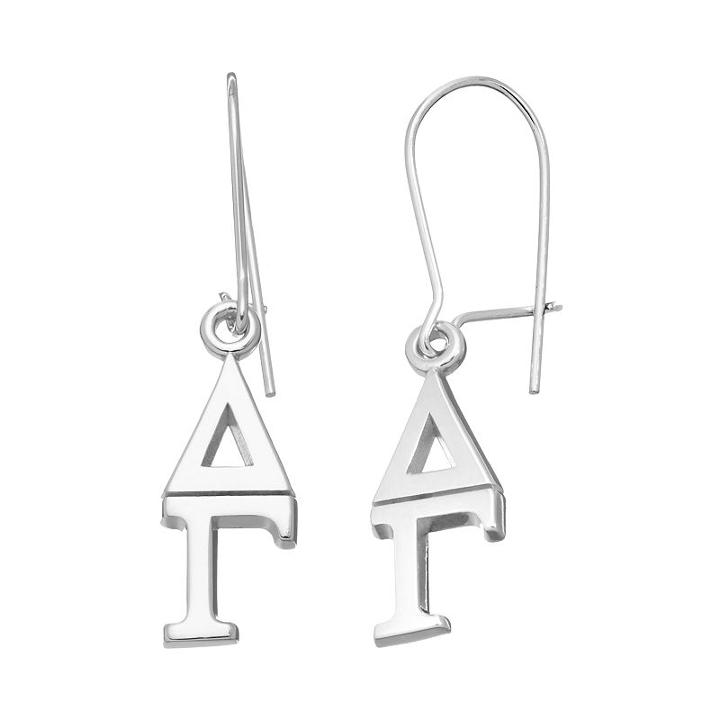 Logoart Delta Gamma Sorority Drop Earrings, Women's, Grey