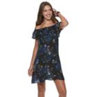 Juniors' Mudd&reg; Ruffled Off-the-shoulder Dress, Teens, Size: Medium, Black