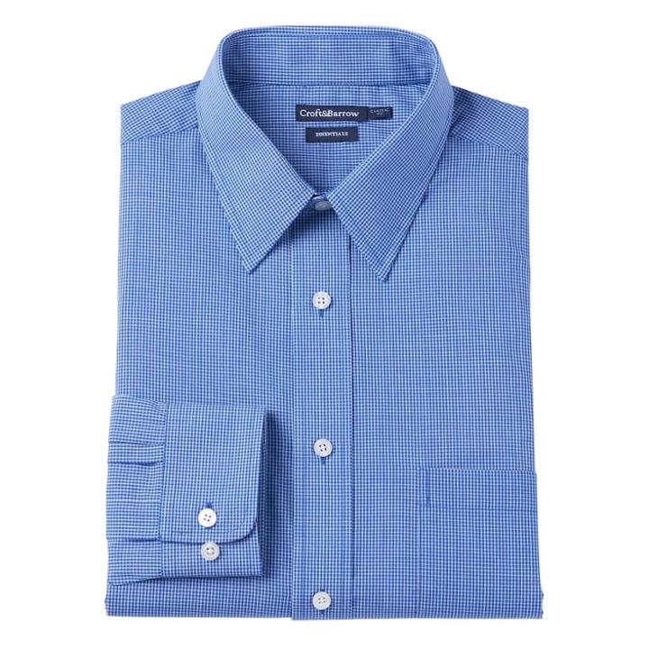 Big & Tall Croft & Barrow&reg; Easy Care Point-collar Dress Shirt, Men's, Size: 20 34/5t, Blue