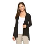 Women's Dana Buchman Open-front Ribbed Cardigan, Size: Xl, Black