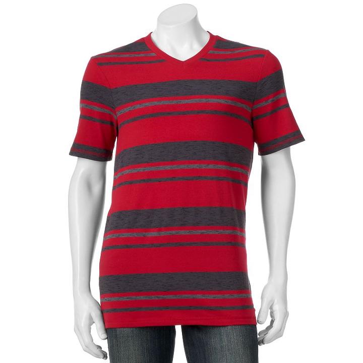 Big & Tall Urban Pipeline&reg; Maxflex Athletic-fit Striped V-neck Tee, Men's, Size: Xl Tall, Red