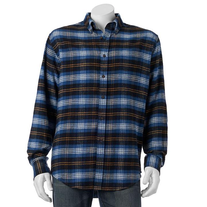Big & Tall Croft & Barrow&reg; Classic-fit Plaid Flannel Button-down Shirt, Men's, Size: M Tall, Black