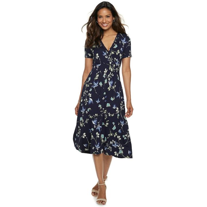 Women's Croft & Barrow&reg; Surplice Dress, Size: Xxl, Dark Blue