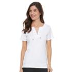 Women's Croft & Barrow&reg; Lace-up Tee, Size: Medium, White